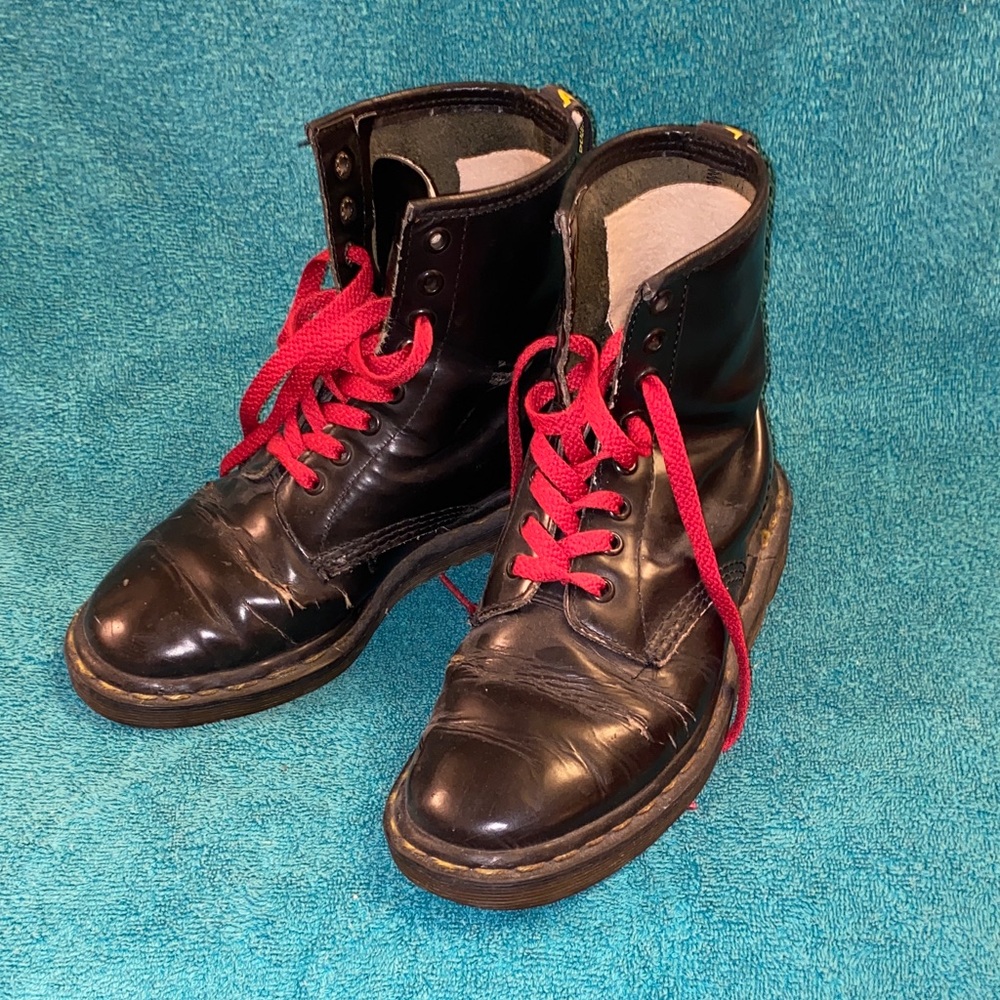 Vintage Dr. Martens Black Boots with Red Laces